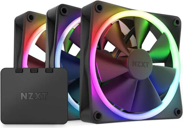 Main image of NZXT F120 RGB Fans - RF-R12TF-B1 - Advanced RGB Lighting Customization - Whisper Quiet Cooling - Triple (RGB Fan & Controller Included) - 120mm Fan - Black