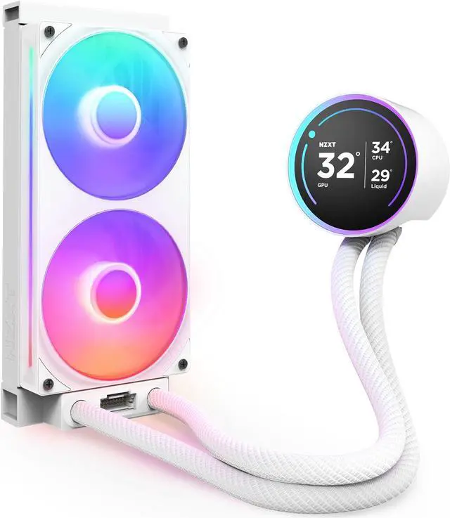 Alt view image 8 of 8 - KRAKEN ELITE RGB 280 WHITE AIO LIQUID COOLER WITH IPS LCD & STATIC PRESSURE FANS Intel Socket LGA 1851, 1700 & 1200/115X AMD Socket AM5, AM4