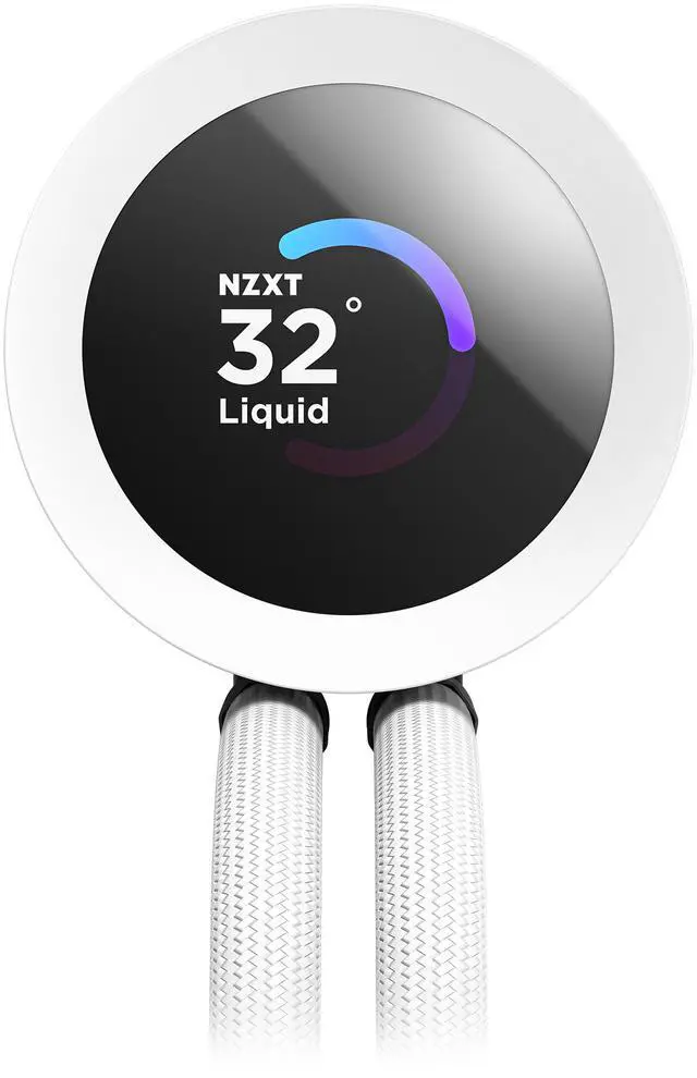 Alt view image 2 of 8 - NZXT KRAKEN PLUS RGB 240 MM WHITE AIO LIQUID COOLER WITH 1.54" LCD & RGB CORE SINGLE FRAME FAN