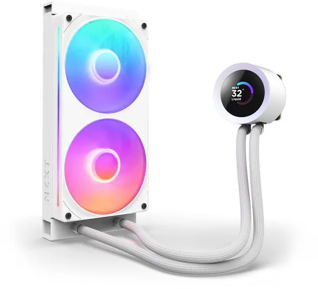 Alt view image 5 of 8 - NZXT KRAKEN PLUS RGB 240 MM WHITE AIO LIQUID COOLER WITH 1.54" LCD & RGB CORE SINGLE FRAME FAN