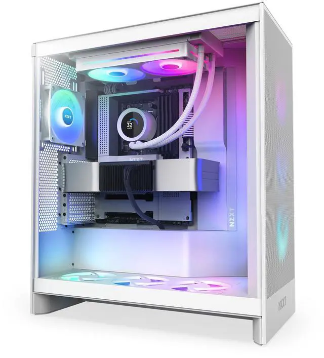 Alt view image 6 of 8 - NZXT KRAKEN PLUS RGB 240 MM WHITE AIO LIQUID COOLER WITH 1.54" LCD & RGB CORE SINGLE FRAME FAN