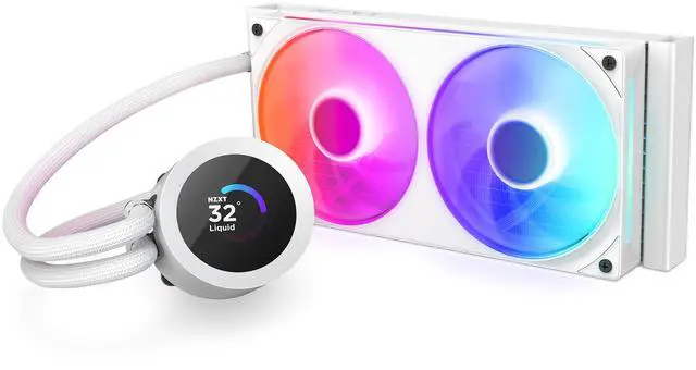 Alt view image 8 of 8 - NZXT KRAKEN PLUS RGB 240 MM WHITE AIO LIQUID COOLER WITH 1.54" LCD & RGB CORE SINGLE FRAME FAN