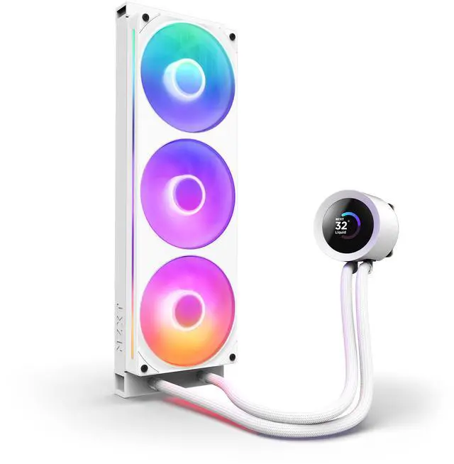 Alt view image 5 of 8 - NZXT KRAKEN PLUS RGB 360 MM WHITE AIO LIQUID COOLER WITH 1.54" LCD & RGB CORE SINGLE FRAME FAN