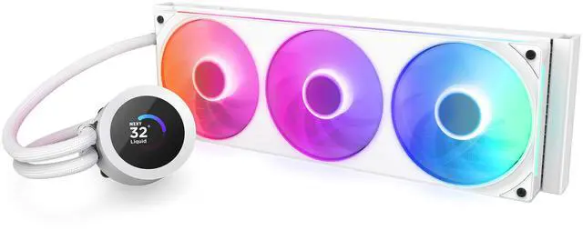 Alt view image 8 of 8 - NZXT KRAKEN PLUS RGB 360 MM WHITE AIO LIQUID COOLER WITH 1.54" LCD & RGB CORE SINGLE FRAME FAN