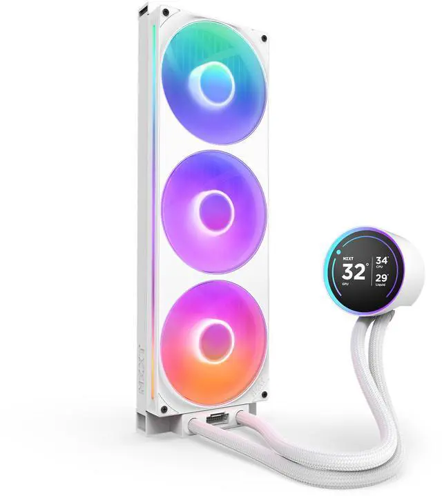 Alt view image 3 of 4 - NZXT KRAKEN ELITE RGB 420MM WHITE AIO LIQUID COOLER WITH IPS LCD & RGB CORE SINGLE-FRAME FAN