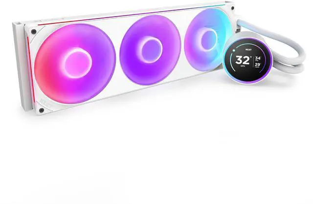 Alt view image 4 of 4 - NZXT KRAKEN ELITE RGB 420MM WHITE AIO LIQUID COOLER WITH IPS LCD & RGB CORE SINGLE-FRAME FAN