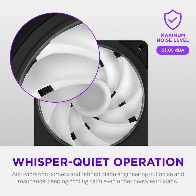 Alt view image 7 of 8 - NZXT F120 RGB Black 120mm PWM Addressable RGB Case Fan