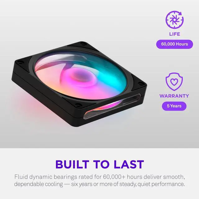Alt view image 4 of 8 - NZXT F120 RGB Black 120mm PWM Addressable RGB Case Fan