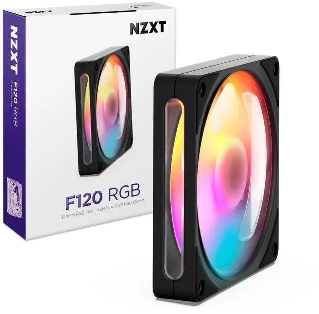 Alt view image 2 of 8 - NZXT F120 RGB Black 120mm PWM Addressable RGB Case Fan