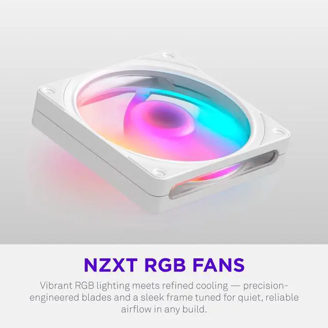 Alt view image 5 of 8 - NZXT F120 RGB White 120mm PWM Addressable RGB Case Fan