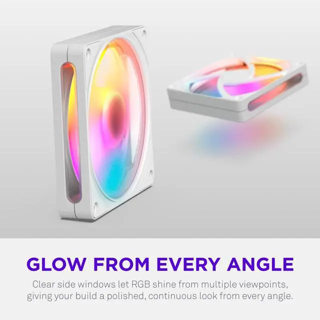 Alt view image 6 of 8 - NZXT F120 RGB White 120mm PWM Addressable RGB Case Fan