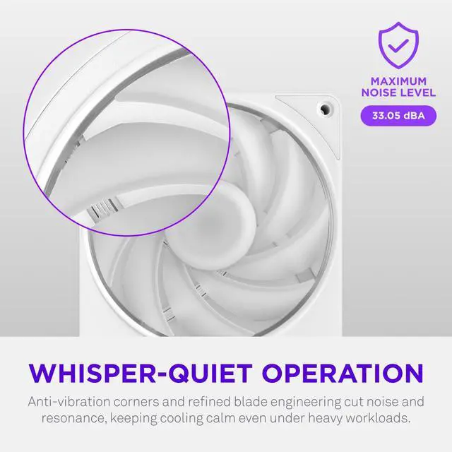 Alt view image 7 of 8 - NZXT F120 RGB White 120mm PWM Addressable RGB Case Fan