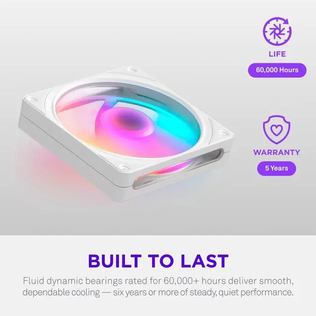 Alt view image 4 of 8 - NZXT F120 RGB White 120mm PWM Addressable RGB Case Fan
