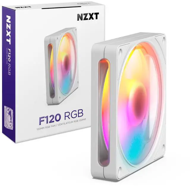 Alt view image 2 of 8 - NZXT F120 RGB White 120mm PWM Addressable RGB Case Fan