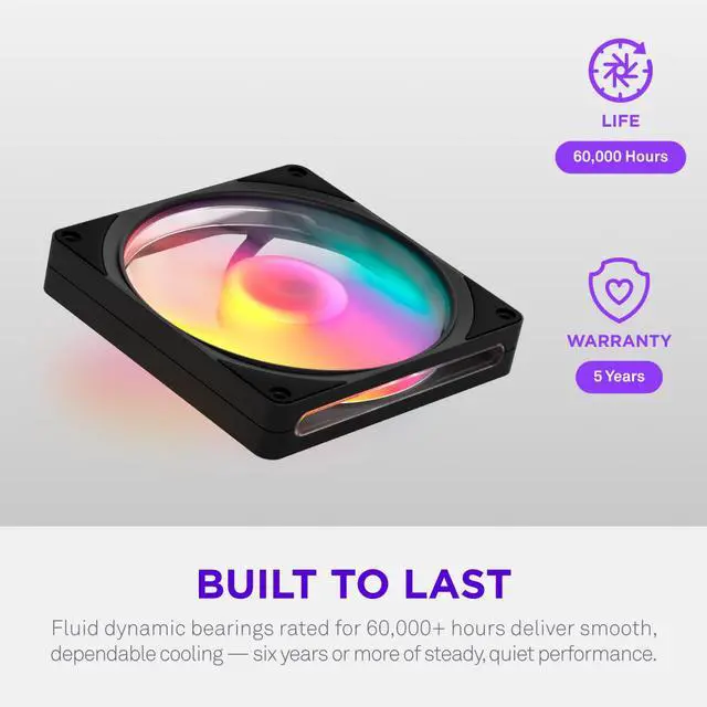 Alt view image 6 of 8 - NZXT F140 RGB Black 140mm PWM Addressable RGB Case Fan