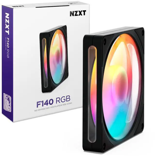 Alt view image 2 of 8 - NZXT F140 RGB Black 140mm PWM Addressable RGB Case Fan