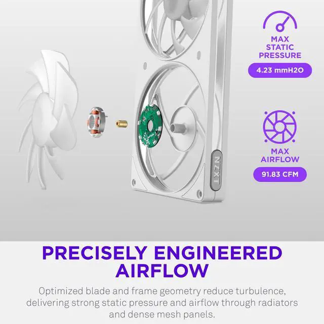 Alt view image 8 of 8 - NZXT F140 RGB White 140mm PWM Addressable RGB Case Fan