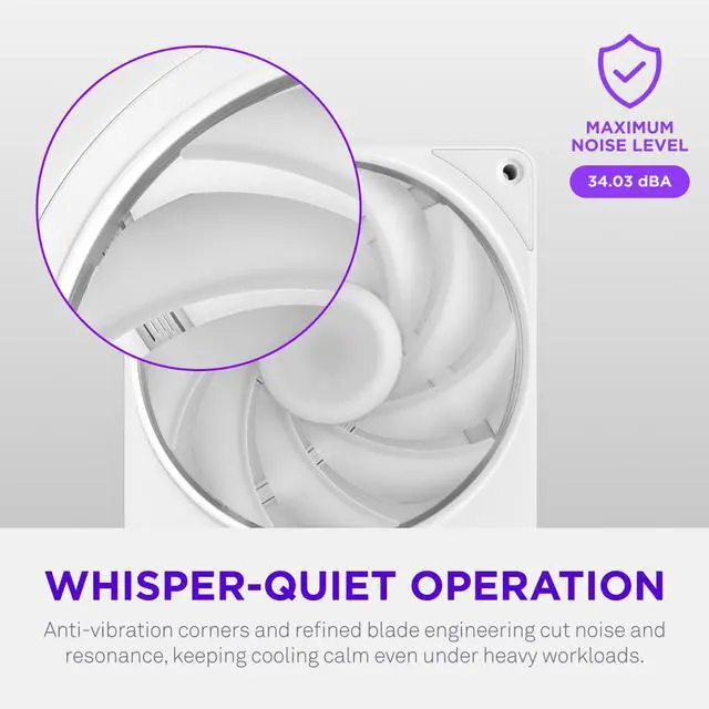 Alt view image 7 of 8 - NZXT F140 RGB White 140mm PWM Addressable RGB Case Fan