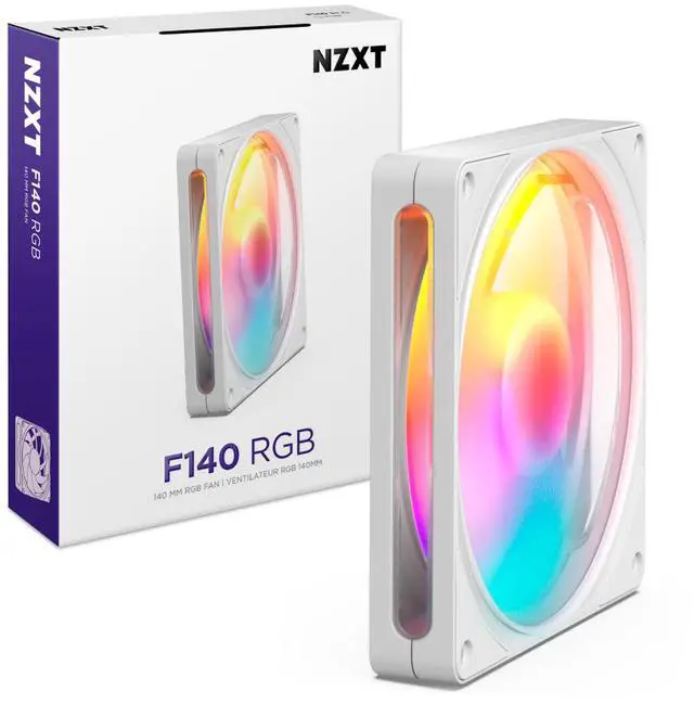 Alt view image 2 of 8 - NZXT F140 RGB White 140mm PWM Addressable RGB Case Fan