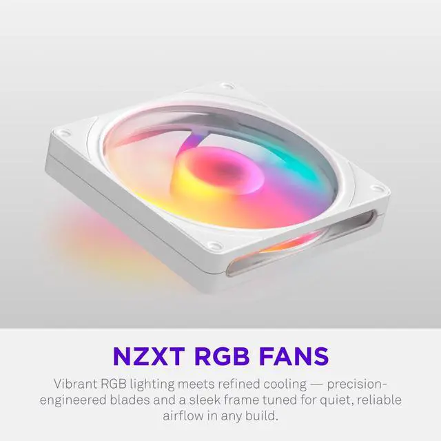 Alt view image 5 of 8 - NZXT F140 RGB White 140mm PWM Addressable RGB Case Fan