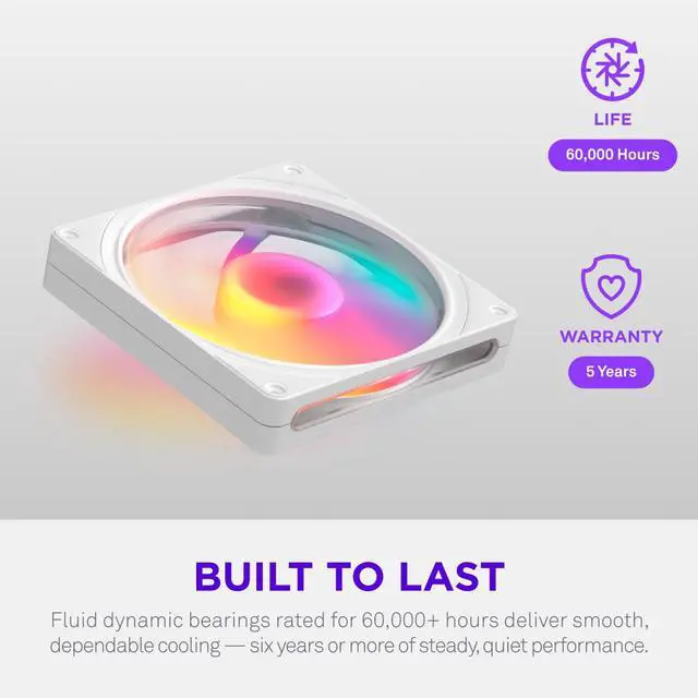Alt view image 4 of 8 - NZXT F140 RGB White 140mm PWM Addressable RGB Case Fan
