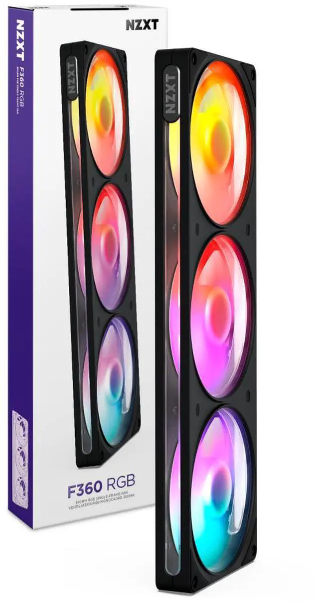 Alt view image 2 of 9 - NZXT F360 RGB Black 360mm PWM Single-Frame Addressable RGB Fan