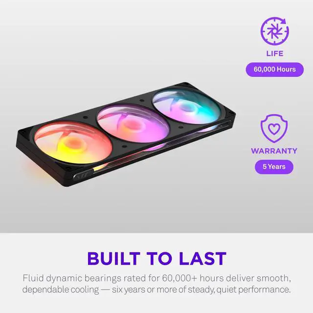 Alt view image 4 of 9 - NZXT F360 RGB Black 360mm PWM Single-Frame Addressable RGB Fan