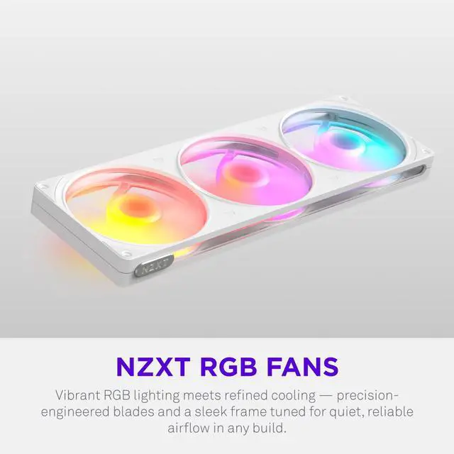 Alt view image 5 of 9 - NZXT F360 RGB White 360mm PWM Single-Frame Addressable RGB Fan