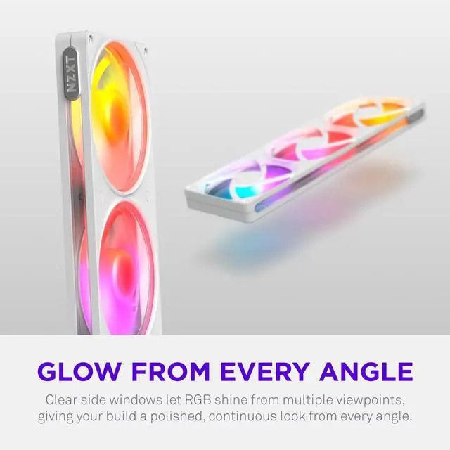 Alt view image 6 of 9 - NZXT F360 RGB White 360mm PWM Single-Frame Addressable RGB Fan