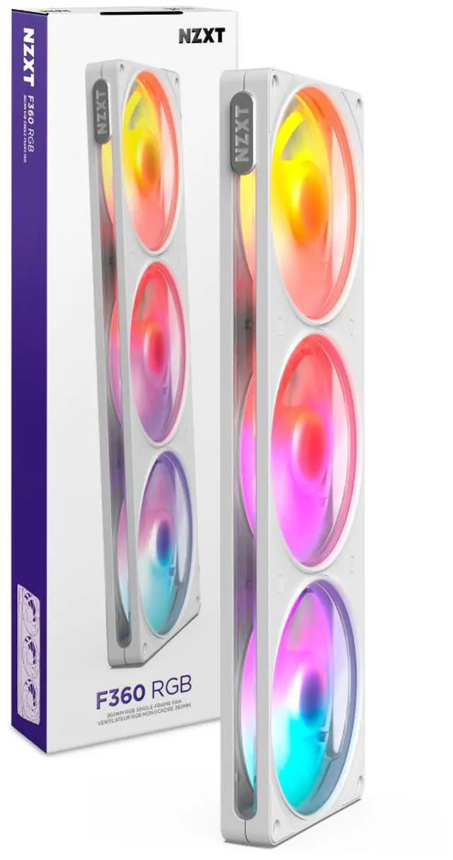 Alt view image 2 of 9 - NZXT F360 RGB White 360mm PWM Single-Frame Addressable RGB Fan