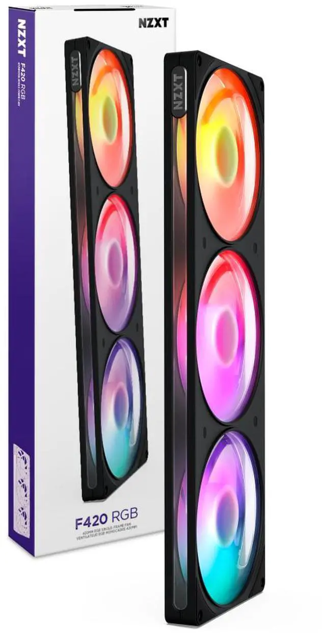NZXT F420 RGB Black 420mm PWM Single-Frame Addressable RGB Fan