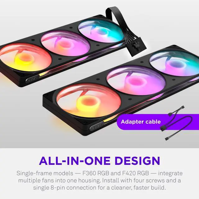 Alt view image 7 of 10 - NZXT F420 RGB Reverse Black 420mm PWM Single-Frame Reverse-Blade RGB Fan