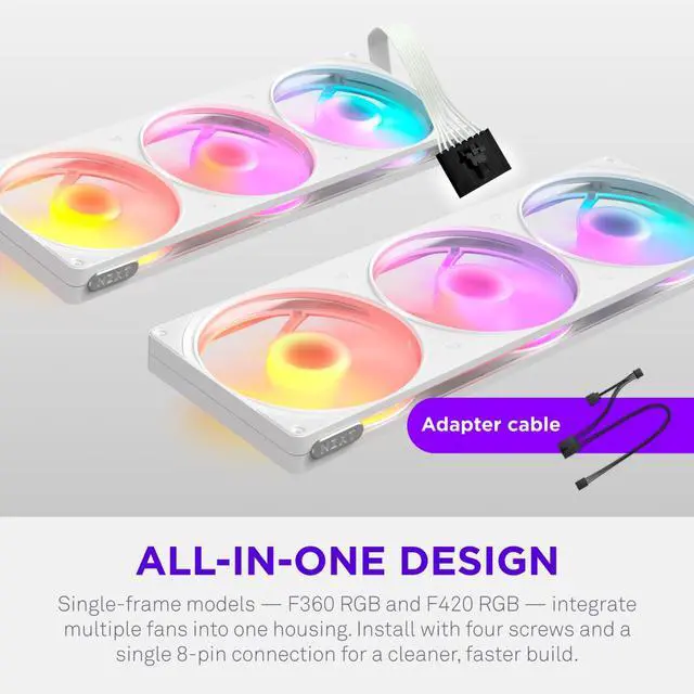 Alt view image 7 of 10 - NZXT F420 RGB Reverse RF-R242R-WF 140mm RGB LED 35-146-188
