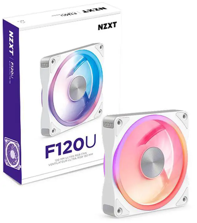 Alt view image 10 of 10 - NZXT F120U White 120mm Ultra Multi-Zone Addressable RGB Fan