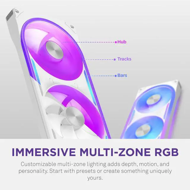 Alt view image 3 of 10 - NZXT F120U White 120mm Ultra Multi-Zone Addressable RGB Fan