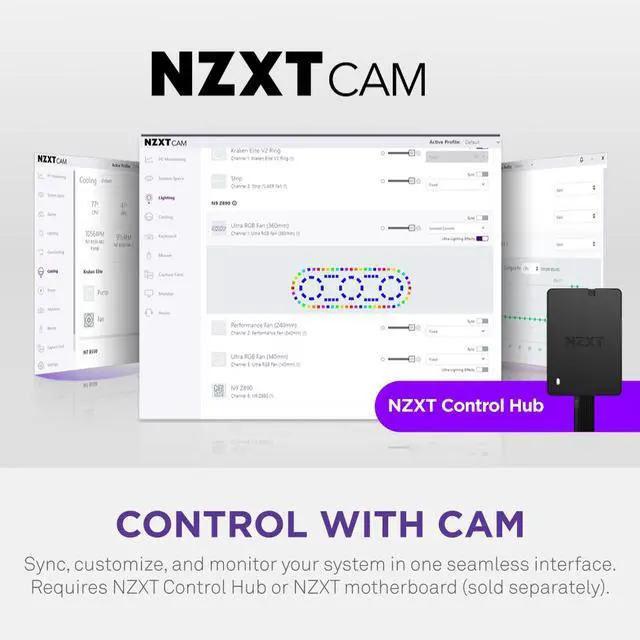 Alt view image 4 of 10 - NZXT F120U White 120mm Ultra Multi-Zone Addressable RGB Fan