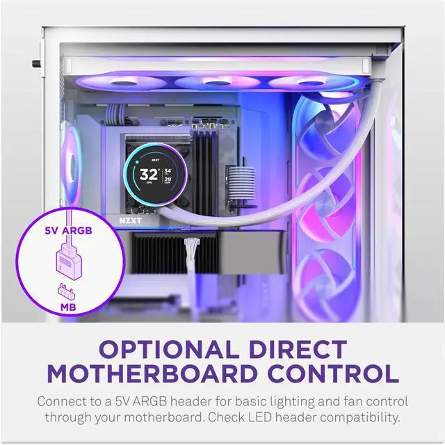 Alt view image 6 of 10 - NZXT F120U White 120mm Ultra Multi-Zone Addressable RGB Fan