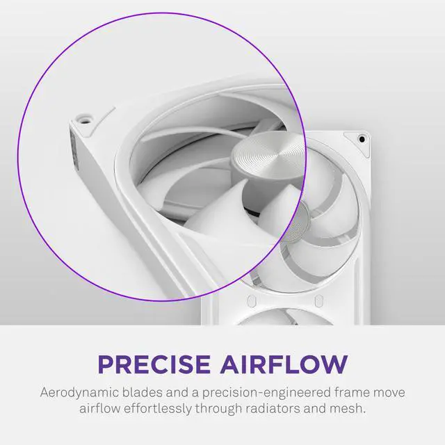 Alt view image 9 of 10 - NZXT F120U White 120mm Ultra Multi-Zone Addressable RGB Fan