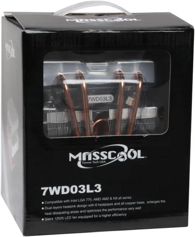 Alt view image 10 of 10 - MASSCOOL 7WD03L3 120mm Hydro Bearing CPU Cooler