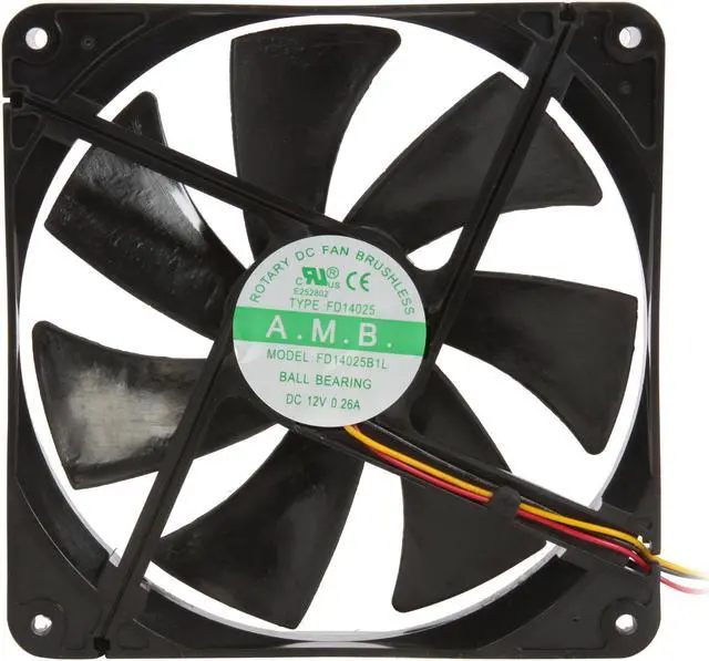 Alt view image 3 of 4 - Masscool FD14025B1L3/4  140mm Ball bearing Case Fan w/ 3 Pins and 4 Pins Connectors