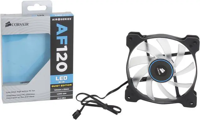 Alt view image 5 of 5 - Corsair Air Series AF120 LED 120mm Quiet Edition High Airflow Fan Single Pack - Blue (CO-9050015-BLED)