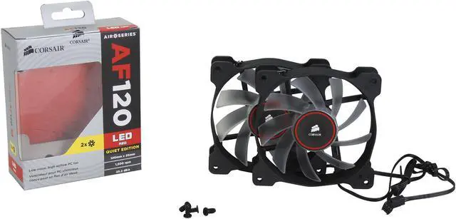 Alt view image 6 of 5 - Corsair Air Series AF120 LED 120mm Quiet Edition High Airflow Fan Twin Pack - Red (CO-9050016-RLED)