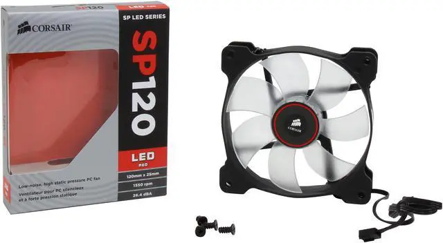 Alt view image 5 of 5 - Corsair Air Series SP120 120mm Red LED High Static Pressure Fan Cooling - single pack (CO-9050019-WW)
