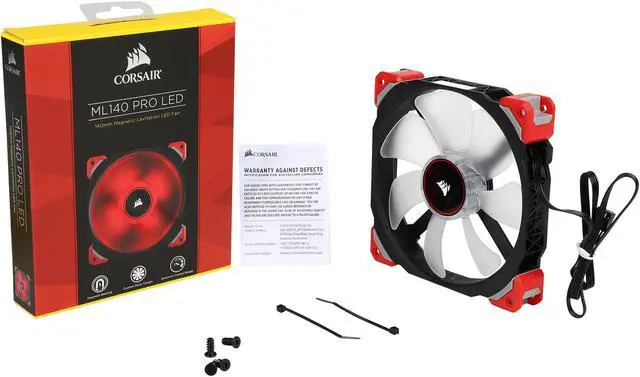 Alt view image 6 of 5 - Corsair ML140 PRO LED CO-9050047-WW 140mm Premium Magnetic Levitation PWM Fan RED