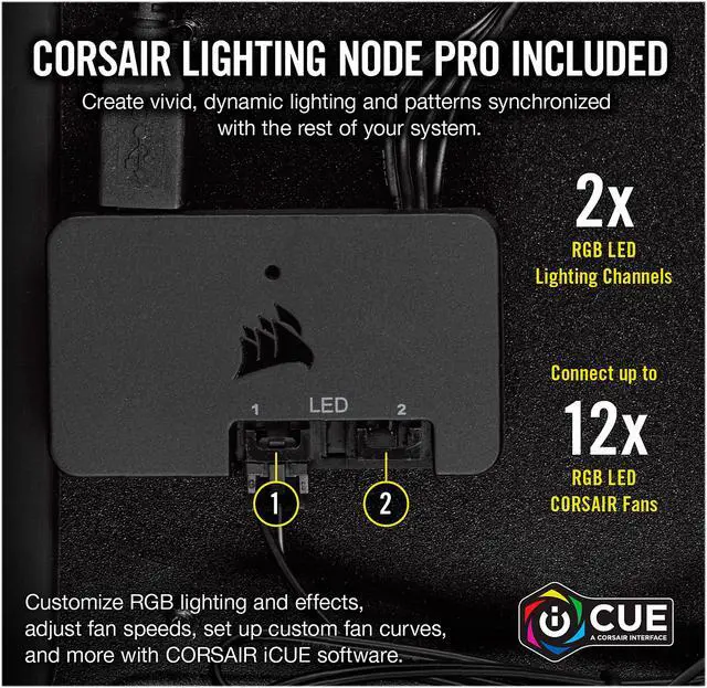Alt view image 4 of 14 - Corsair LL Series CO-9050074-WW LL140 RGB, 140mm Dual Light Loop RGB LED PWM Fan, 2 Fan Pack with Lighting Node PRO