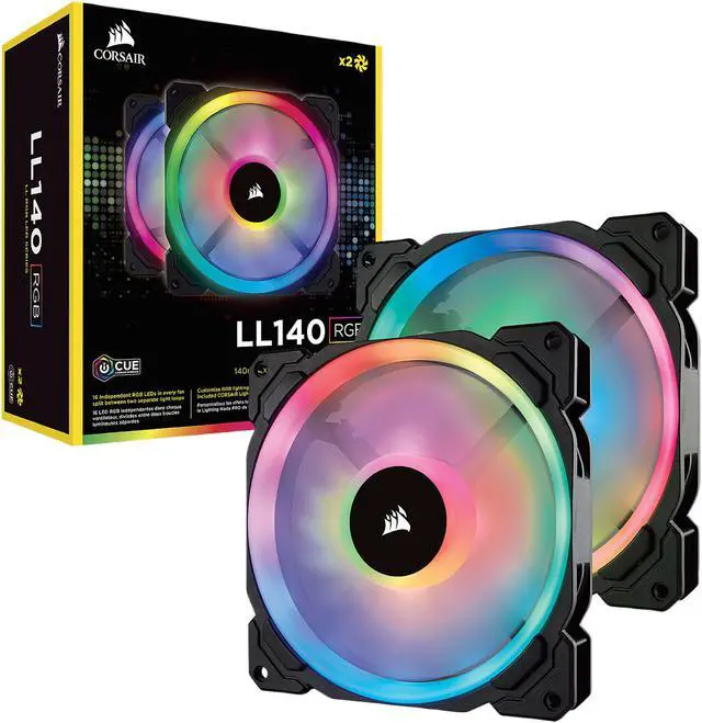 Alt view image 7 of 14 - Corsair LL Series CO-9050074-WW LL140 RGB, 140mm Dual Light Loop RGB LED PWM Fan, 2 Fan Pack with Lighting Node PRO