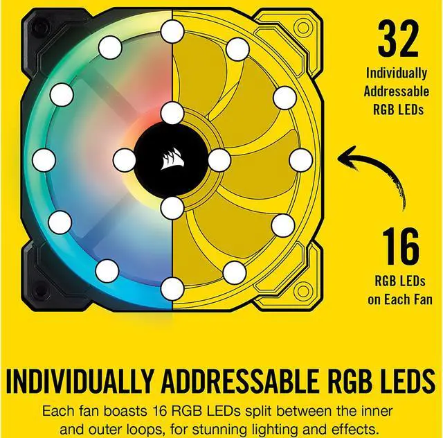 Alt view image 3 of 14 - Corsair LL Series CO-9050074-WW LL140 RGB, 140mm Dual Light Loop RGB LED PWM Fan, 2 Fan Pack with Lighting Node PRO