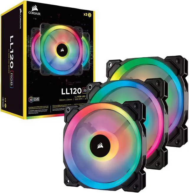 Alt view image 8 of 20 - Corsair LL Series CO-9050072-WW LL120 RGB, 120mm Dual Light Loop RGB LED PWM Fan, 3 Fan Pack with Lighting Node PRO