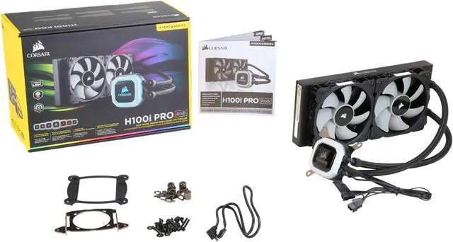 Alt view image 7 of 7 - Corsair Hydro Series H100i PRO Low Noise 240mm RGB Water/Liquid CPU Cooler 240mm (CW-9060033-WW) Support Intel LGA 1200, 2066, AMD AM4