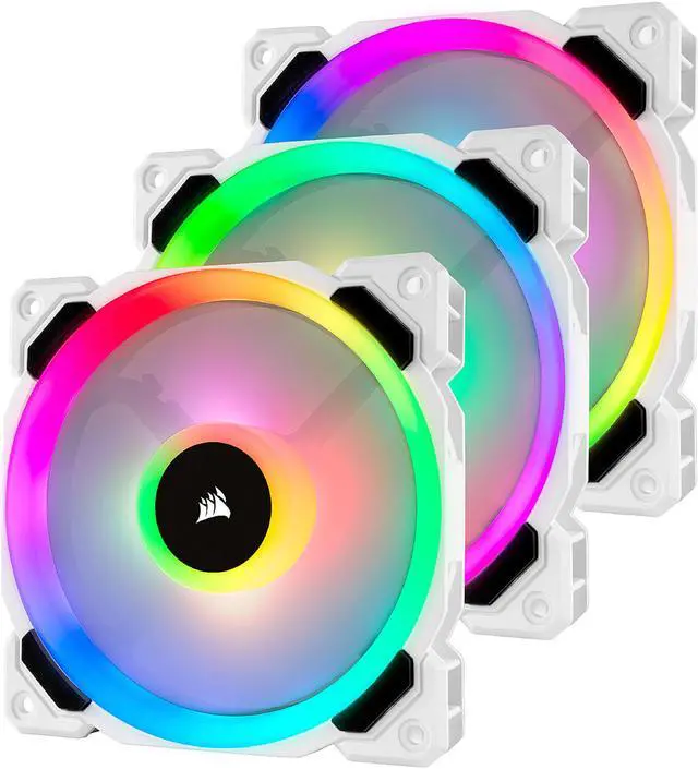 Alt view image 2 of 8 - Corsair LL Series CO-9050092-WW LL120 RGB, 120mm Dual Light Loop RGB LED PWM Fan, 3 Fan Pack with Lighting Node PRO, White